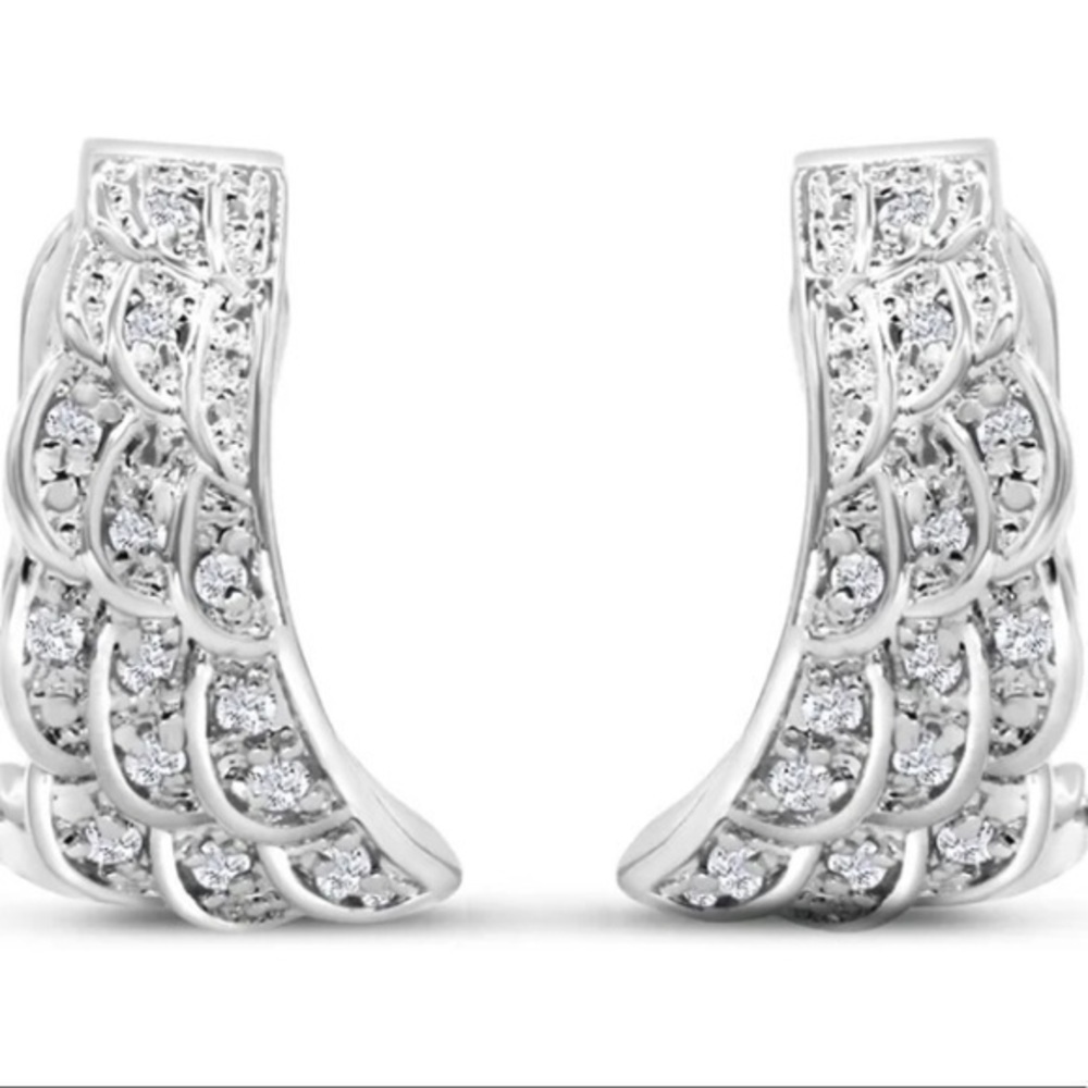 Diamond angel wing earrings - Picture 3 of 9